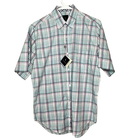 NEW Tailorbyrd Collection Mens Plaid Short Sleeve Button Up Shirt Size S - Picture 1 of 11